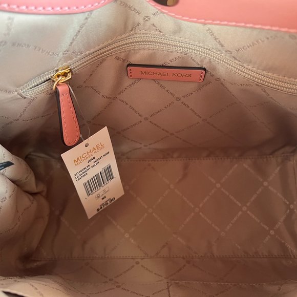 Michael Kors Joan Large Slouchy Hobo Shoulder Bag Sunset Rose Pink - Picture 6 of 10